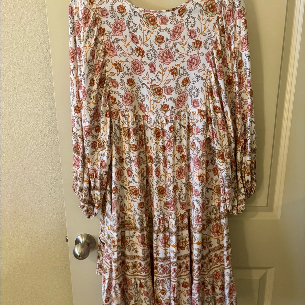 Umgee Floral V-Neck Boho Dress Size Large - Beach, Spring, Summer, Vacation - Picture 2 of 7